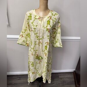 Neerus‎ Floral Print Cream Tunic Dress XXL